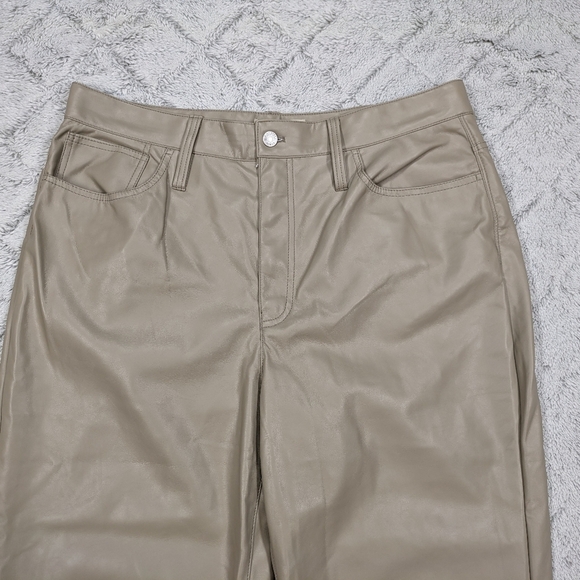 Madewell Jeans Women's 32 Tan Pumice Perfect Vintage Straight Faux Leather 28” - Picture 2 of 12